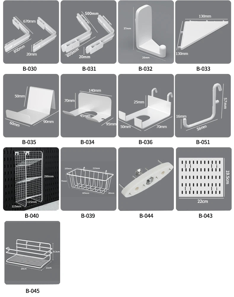 Study Room Pegboard with Shelves Tool Free Wall Grid Scratch Proof Easy to Install for Computer Desk Accessories