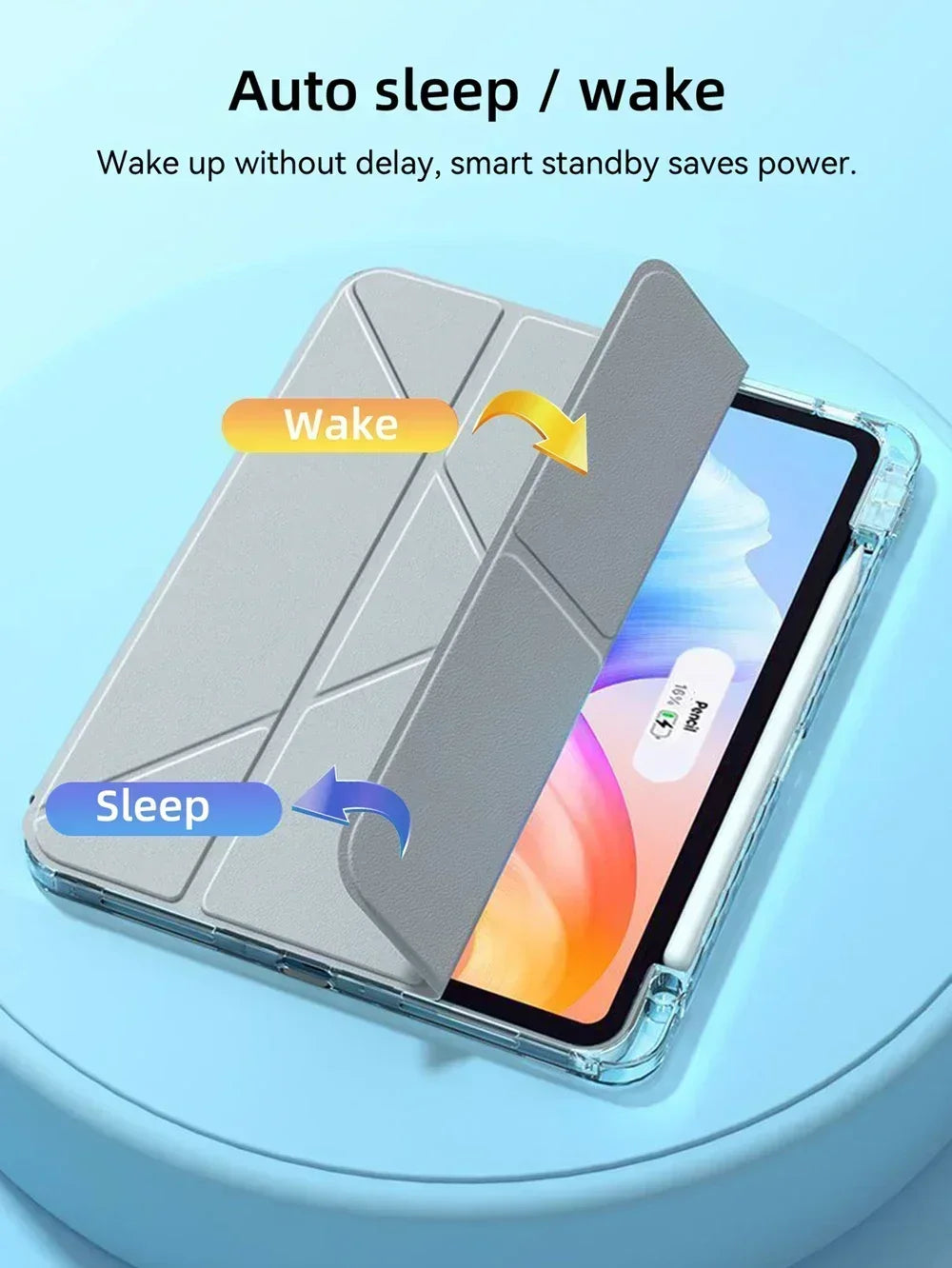 Y-Fold Case compatible with iPad 11 10 9 8 7 Air10.9 11 13 inch /Mini 6 7th Gen / Pro 11 12.9 inch Crystal Clear with Pen Holder