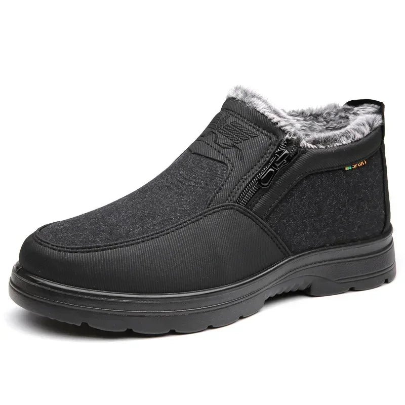 Cotton Shoes Middle-aged Elderly Men's New Plush Warm Anti Slip Waterproof Snow Boots Outdoor Work Travel Leisure Shoes 2024