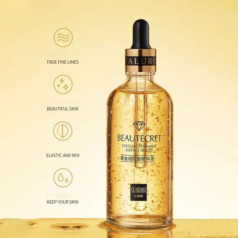 E0BD Hyaluronic Acid Serum 24k Gold Niacinamide Face Moisturizing Solution Whitening Anti Aging Anti Wrinkle