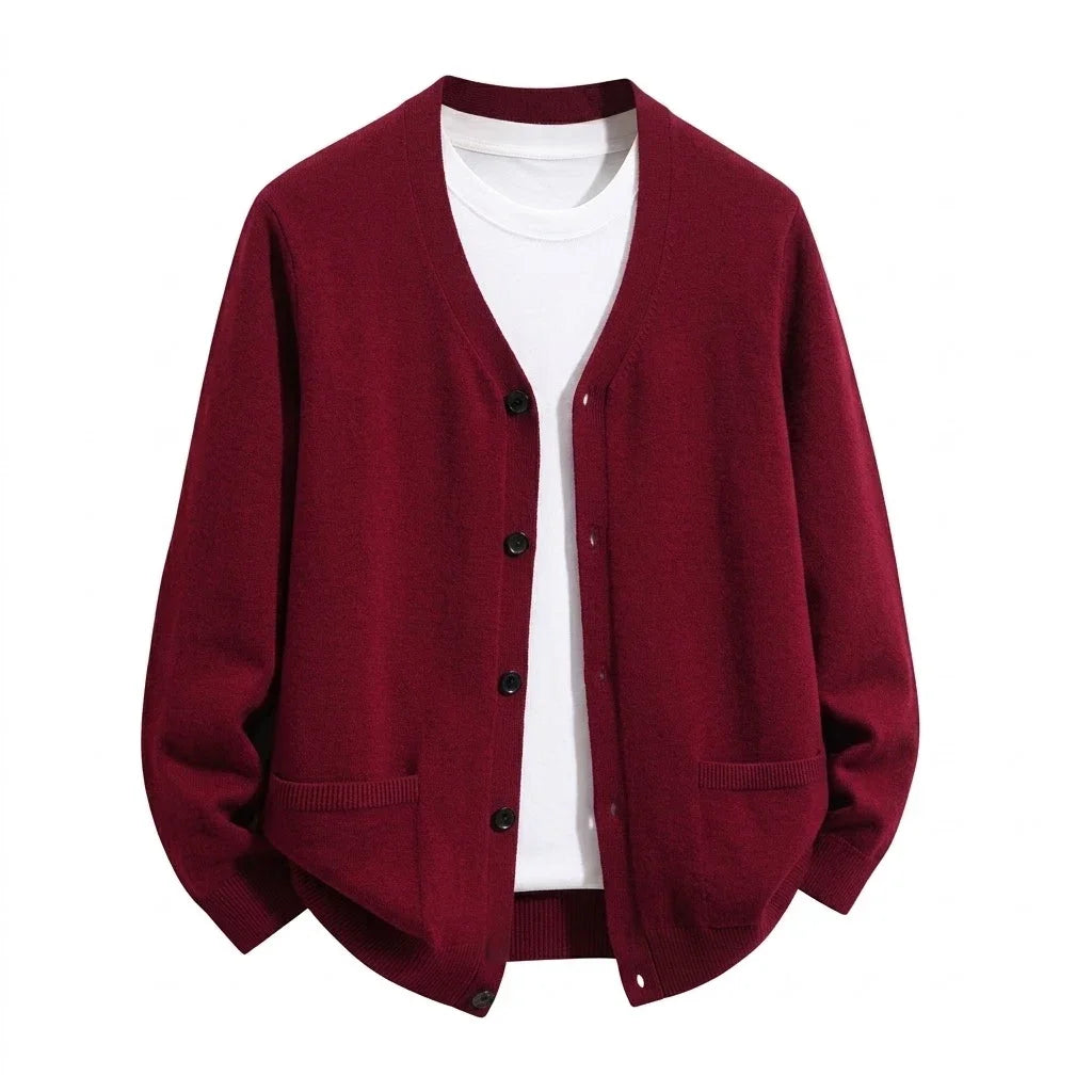 Mens VNeck Knit Open Cardigan Jumper Button Front Long Cozy Outer Garment Jacket Oversized Fit Winter Sweat Tops with Pockets