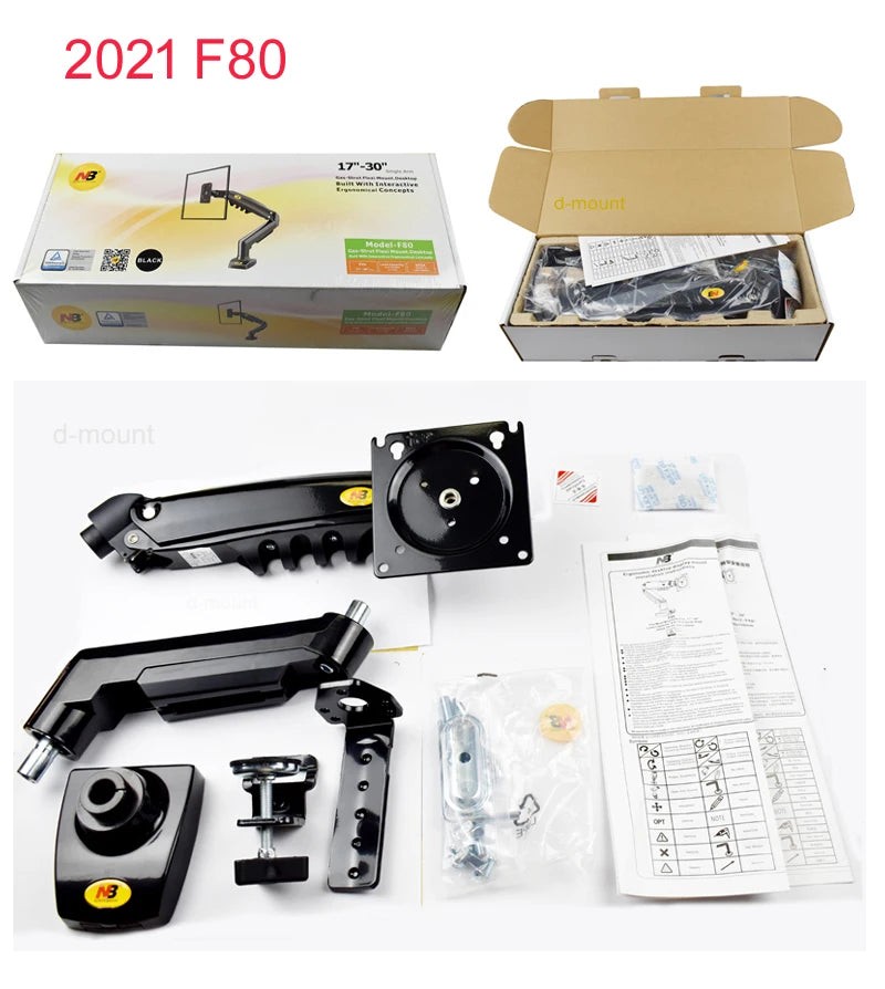 NEW NB F80 2-9kg Popular 17"30" Monitor Screen Desktop Stand Computer Bracket Gas Spring Long Arm Clamp Grommet Hole 360 Rotate