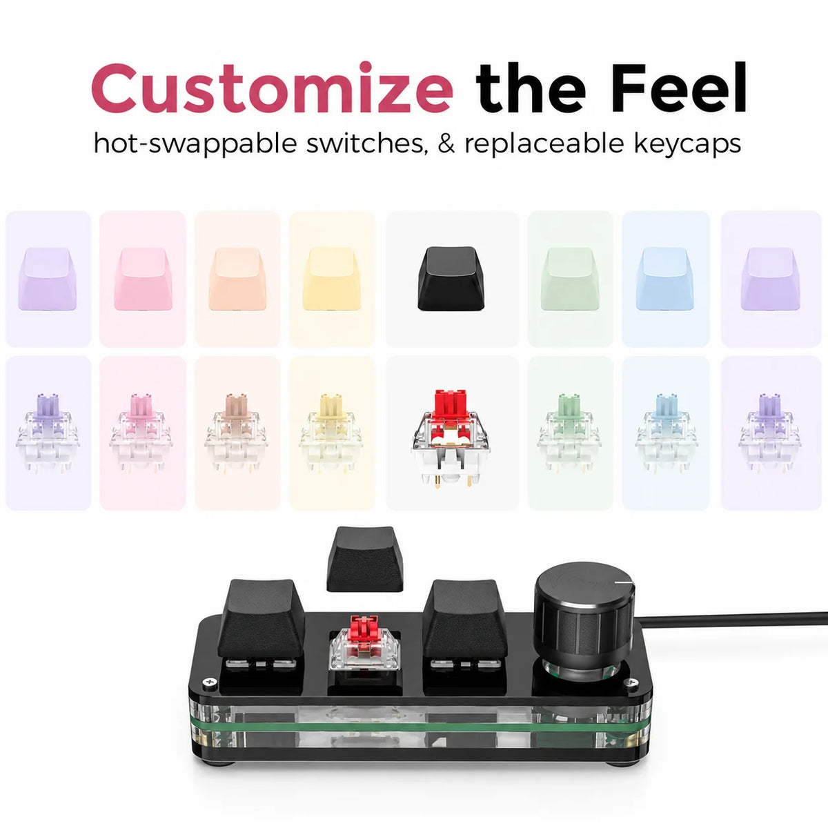 Macropad Macro Programming Keyboard RGB Mini Hot Swap Gaming Custom Knob Keypads Red Switch 3 Keys Knob For Photoshop Multimedia