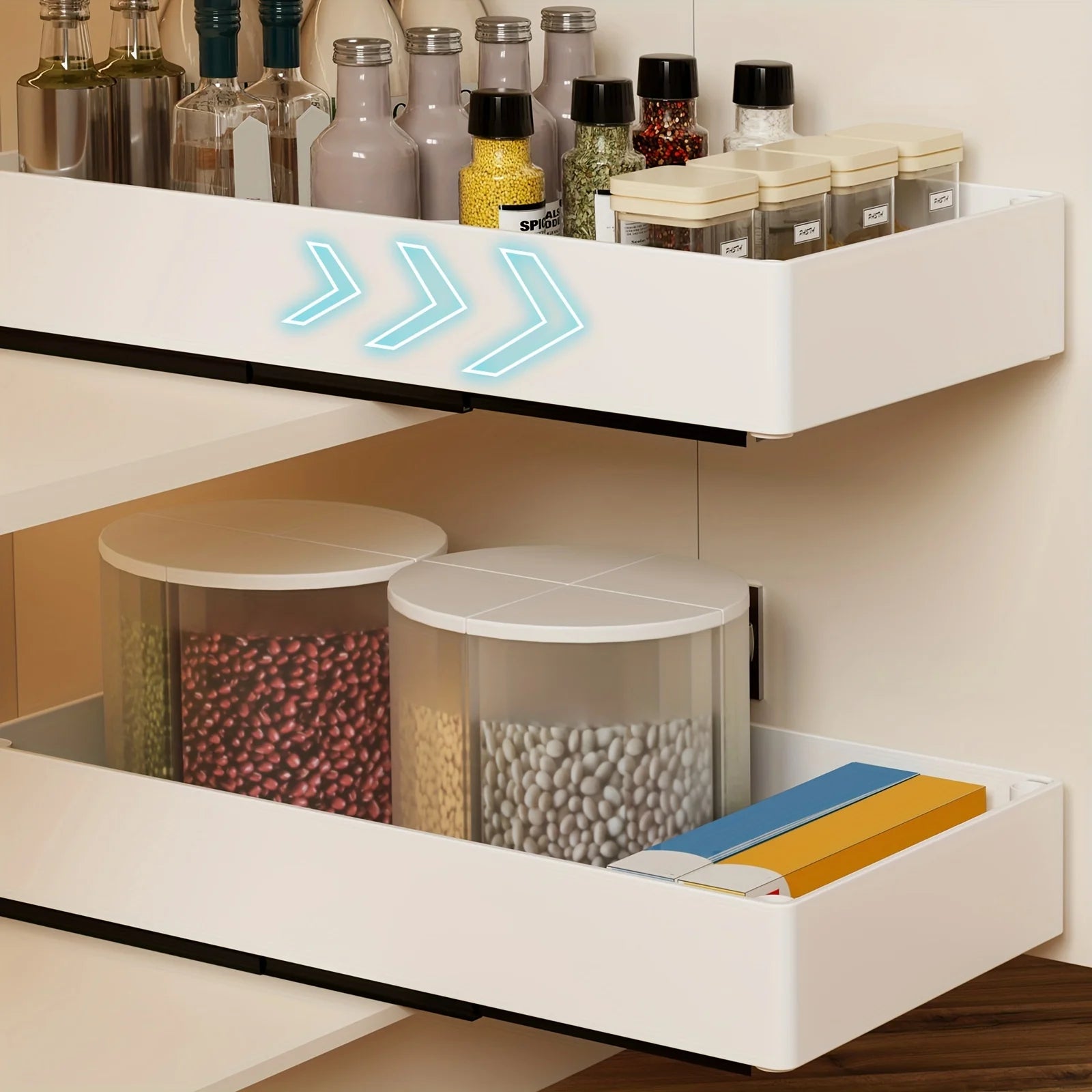 Cabinet Pull Out Organizer Slide Out Storage Rack with Slide Rail for Bowl Spice Utensils Storage Kitchen Bathroom Organization