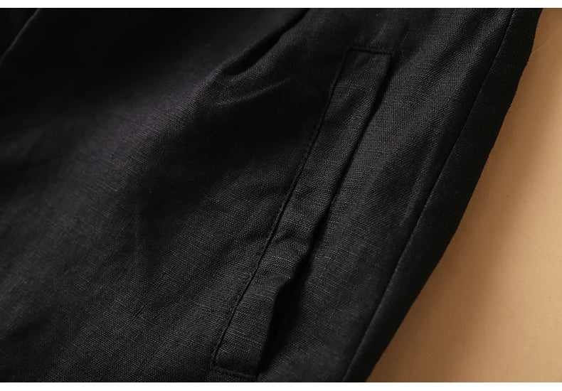 Casual Linen Wide Leg Short Pants Women Summer Loose Fit Thin Cotton Linen Five-Point Pure Color Versatile High Waist Shorts