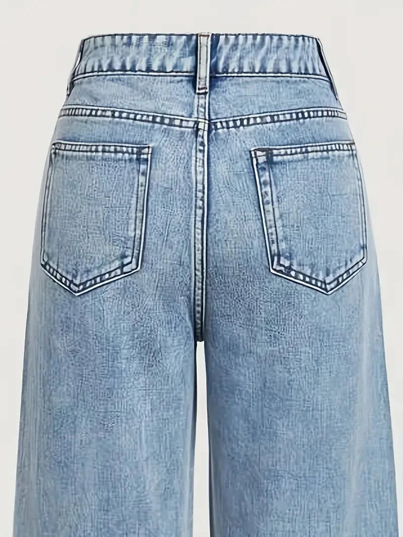 Women Diamonds Spliced Jeans Elegant Casual Midi Waist Denim Pants Solid Pockets Button Pant Washed Slight Strech Autumn Winter