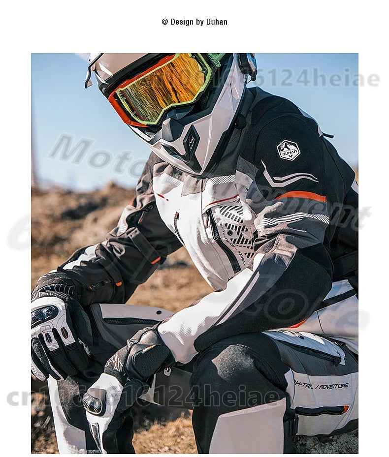 Waterproof Motorcycle Jacket and Pants Suit with CE Level Fall Protection Motocross Riding Gear for All Weather Conditions