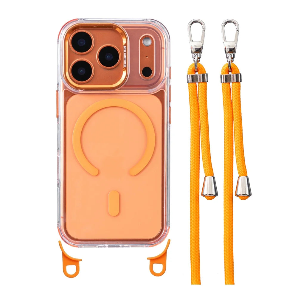 Crossbody Strap For Magsafe Clear Corners Lanyard Phone Case For iPhone 16 17 18 Pro Max Air 14 15 Plus 13 12 Anti-Shock Cover