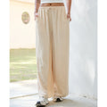 Loose Wide Leg Casual Pants Women's  Korean Linen Office Lady Household Trousers Drawstring Straight Leg Long Pants Femme