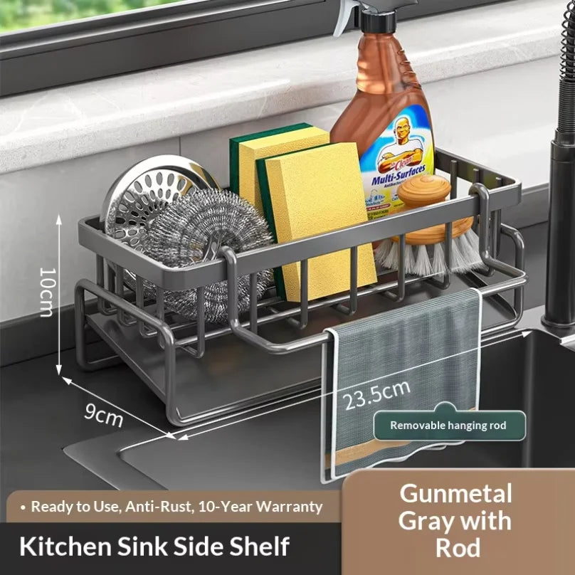 Kitchen Storage Rack and Cloth Holder, Household Sink Draining Basket, Multifunctional Countertop Sponge and Dish Soap Organizer