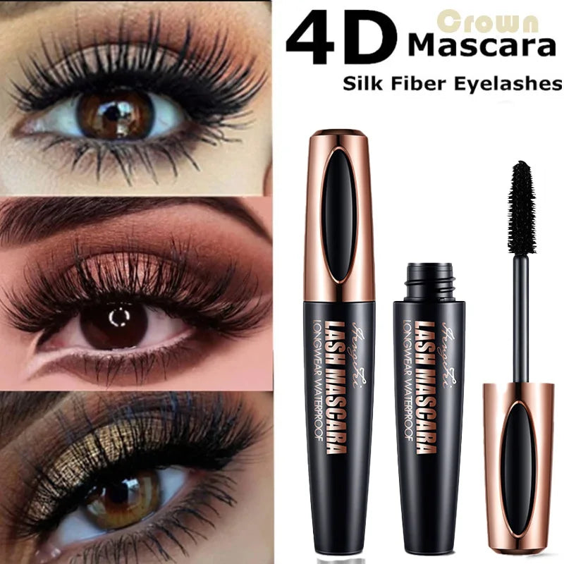 4D Silk Fiber Lash Curling Mascara Waterproof Mascara for Eyelash Extension Black Thick Eye Lashes Makeup Cosmetic