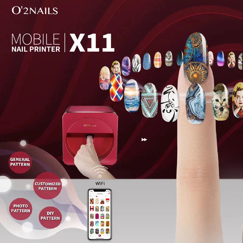 2026 O2nails X11 3D Smart Nail Printer, Portable Automatic Nail Art Printing Machine for Salon & Home DIY.