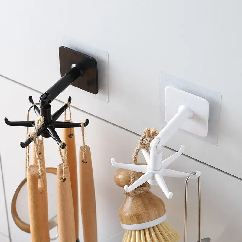 Kitchen Organizer Swivel Hooks Creative Hooks  Hole-free Multifunctional Explosion  Rotatable Dual-Use
