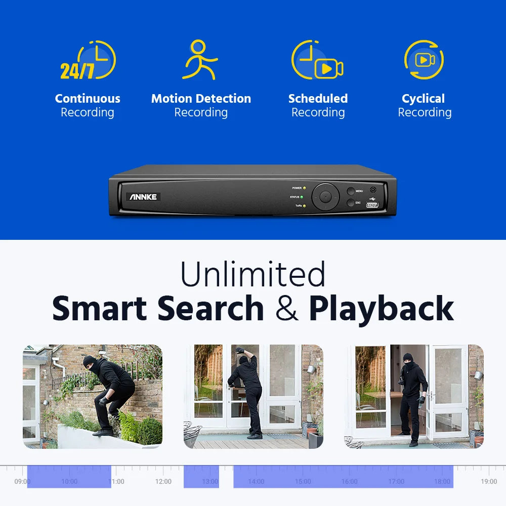 ANNKE 4K Ultra HD POE Video Surveillance System 8CH H.265+ NVR With 12MP Security Cameras CCTV Kit Audio Recording 8MP Ip camera
