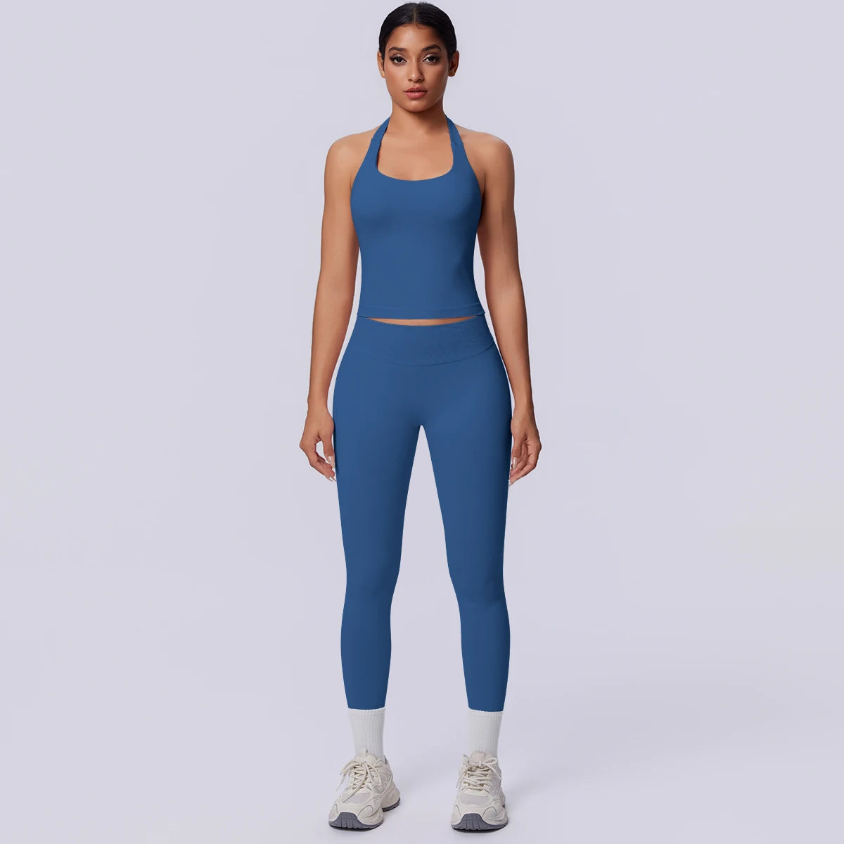2PCS Woman Yoga Set Solid Color Sexy Fitness Top Summer Gym Workout High Stretch Female Pants Sports Fitness Clothing Yoga Set