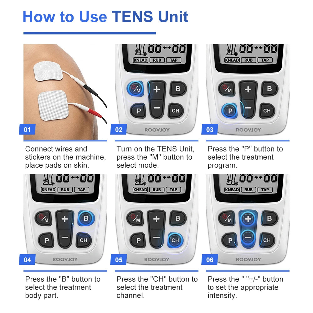 3-in-1 EMS & TENS Unit Machine Professional Muscle Stimulator Electronic Acupuncture Massager for Neck, Back, Legs, Feet & Body