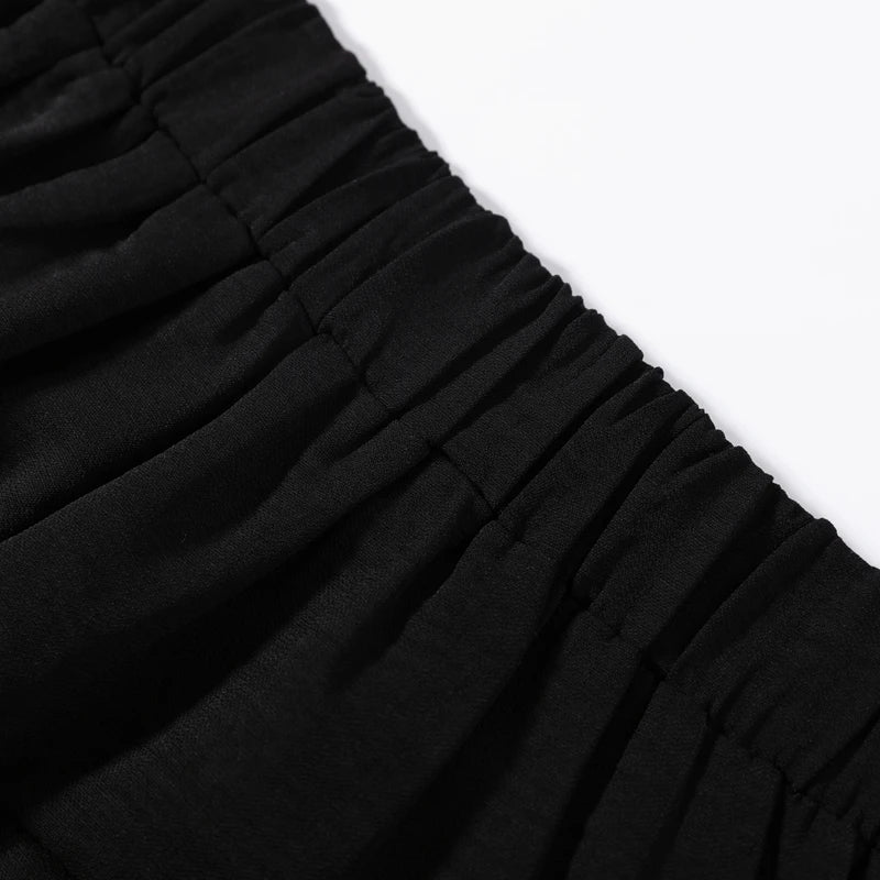 Ruffle Street Cascading Women's Y2k Pants Fashion Elastic Waist Wide-leg Female Trousers 2026 Summer Chic Holiday New Lady Pant