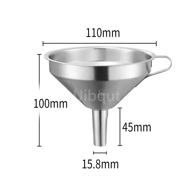 304 Stainless Steel Funnel Metal Wide Mouth Funnel With Strainer Mesh For Cooking Oil Liquid Spice Filter Home Kitchen Gadgets
