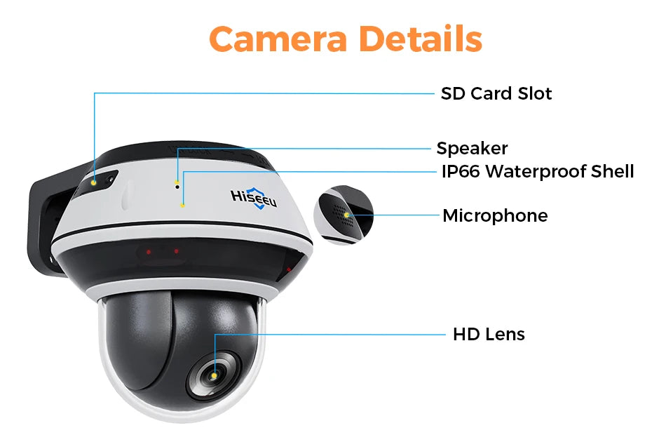 Hiseeu 6MP Vandalproof POE IP Audio Camera 4X Optical Zoom Outdoor Video CCTV Security Surveillance Dome Cameras Onvif H.265