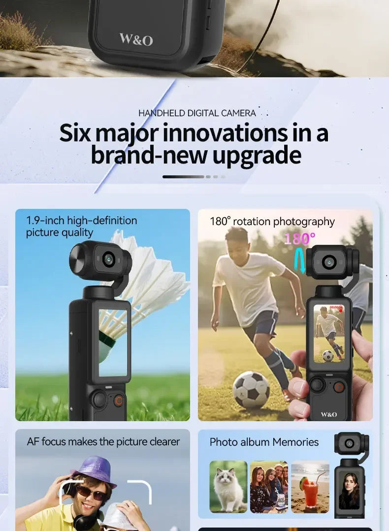 4K Ultra HD Waterproof Action Camera 270° Rotatable Wifi Cam Handheld with Waterproof Case Vlog Bicycle Portable Sport Camcorder