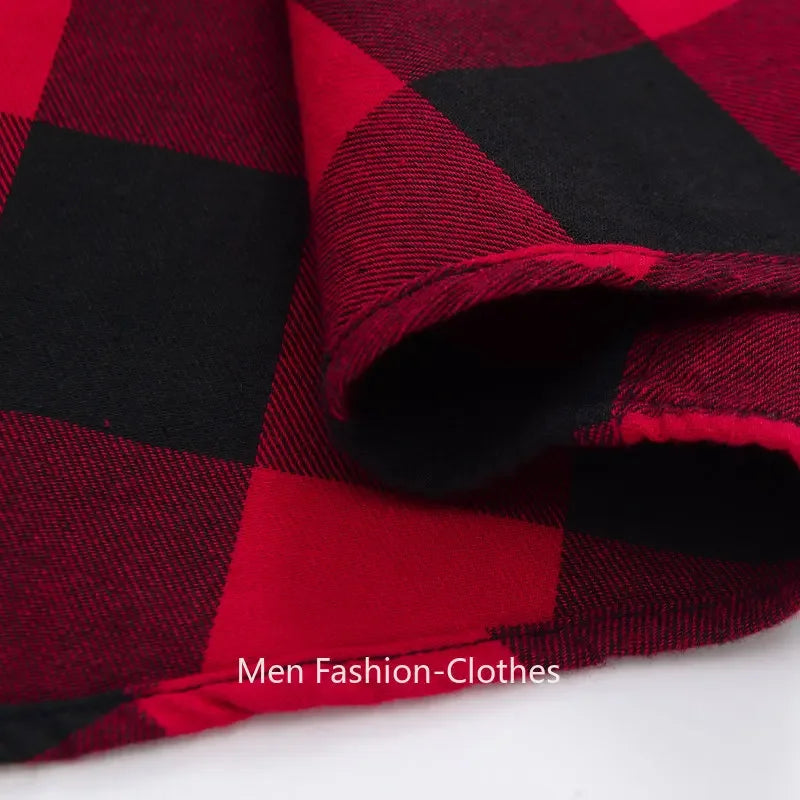 2026 100% Cotton New Male Casual Long Sleeve Warm Man Clothes Flannel Plaid Shirt Men Plus Size 3XL 4XL