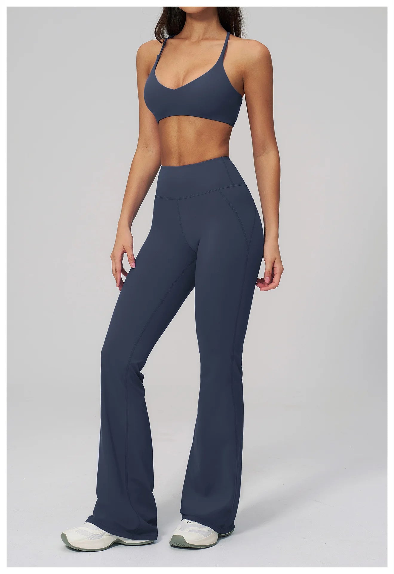 Women's Tracksuits 2PCS Flared Pants Yoga Set Gym Fitness Outfits Female Shockproof Sports Bra Yoga Workout Clothes Sports Sets