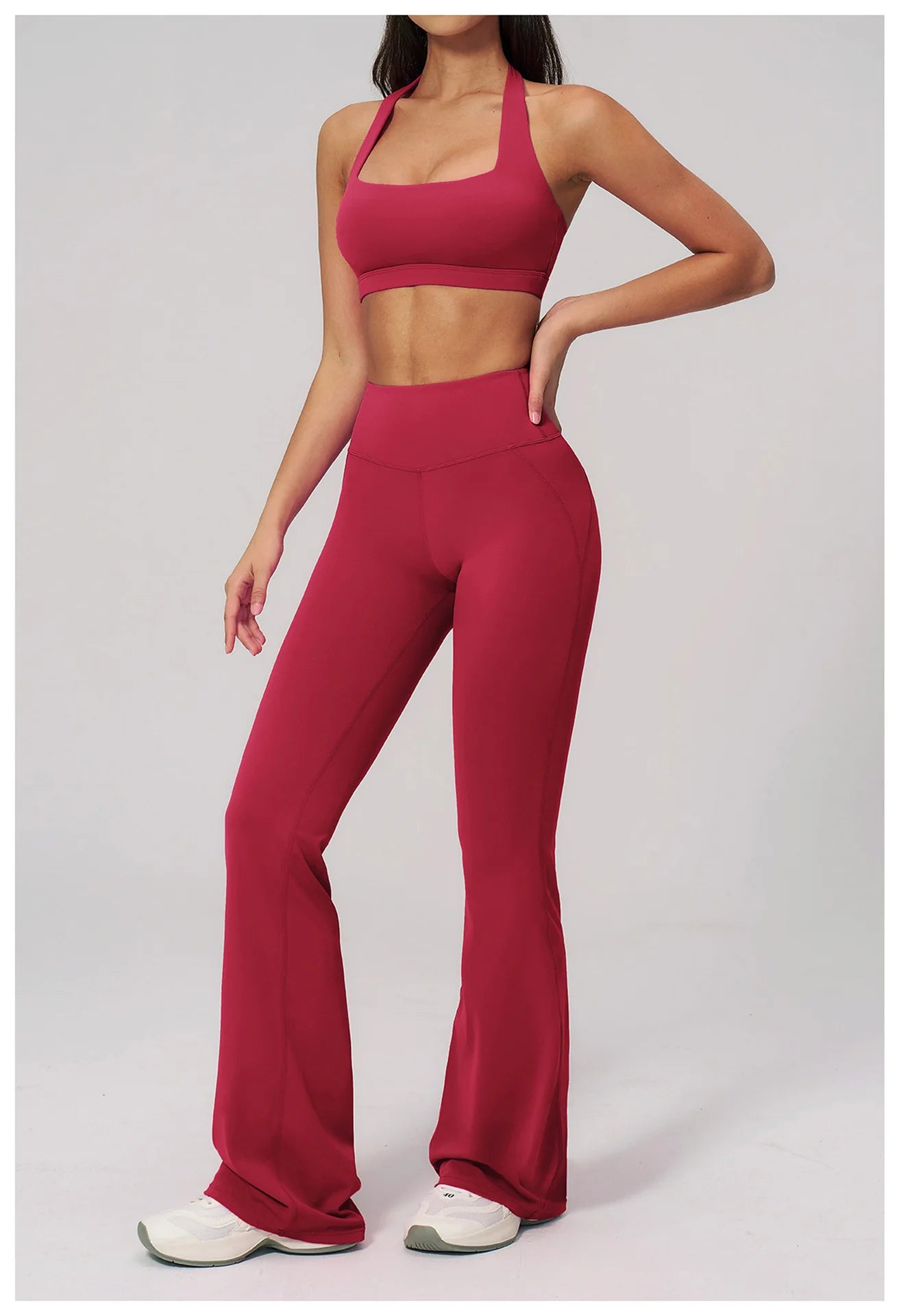 Women's Tracksuits 2PCS Flared Pants Yoga Set Gym Fitness Outfits Female Shockproof Sports Bra Yoga Workout Clothes Sports Sets
