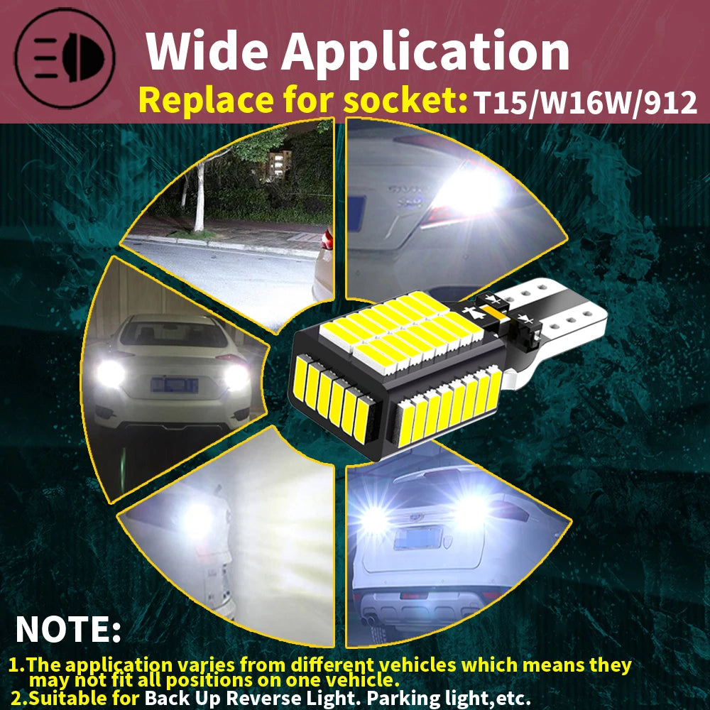 2pcs W16W T15 921 912 LED Canbus Reverse Light Bulbs On Cars White 6000k Back Up Lamp For Opel Astra J Corsa D Insignia A Mokka