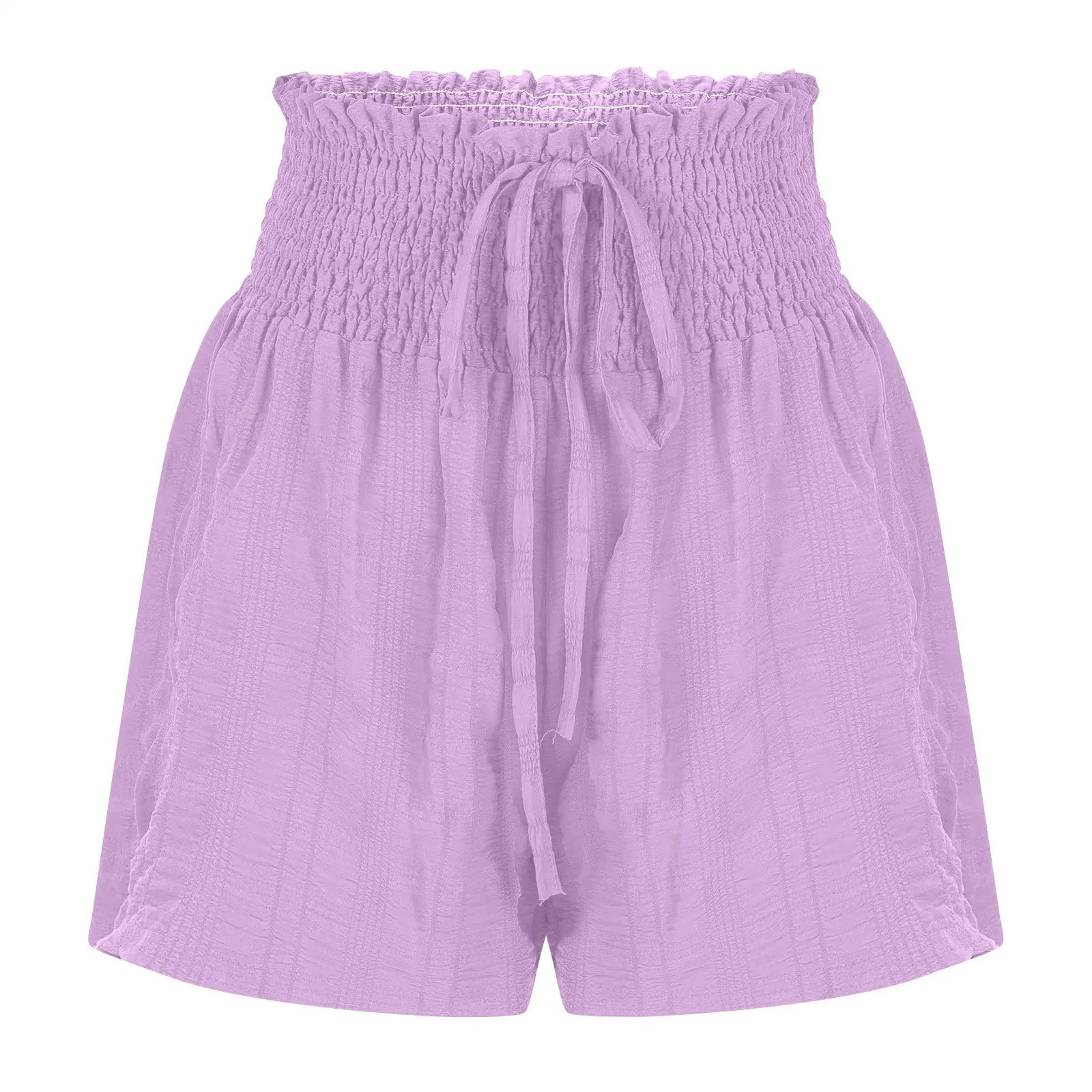 Women Casual High Waist Shorts Skirt Smocked Elastic Drawstring A-Line Flowy Short Skirt Pants Summer Solid Color Beach Skorts