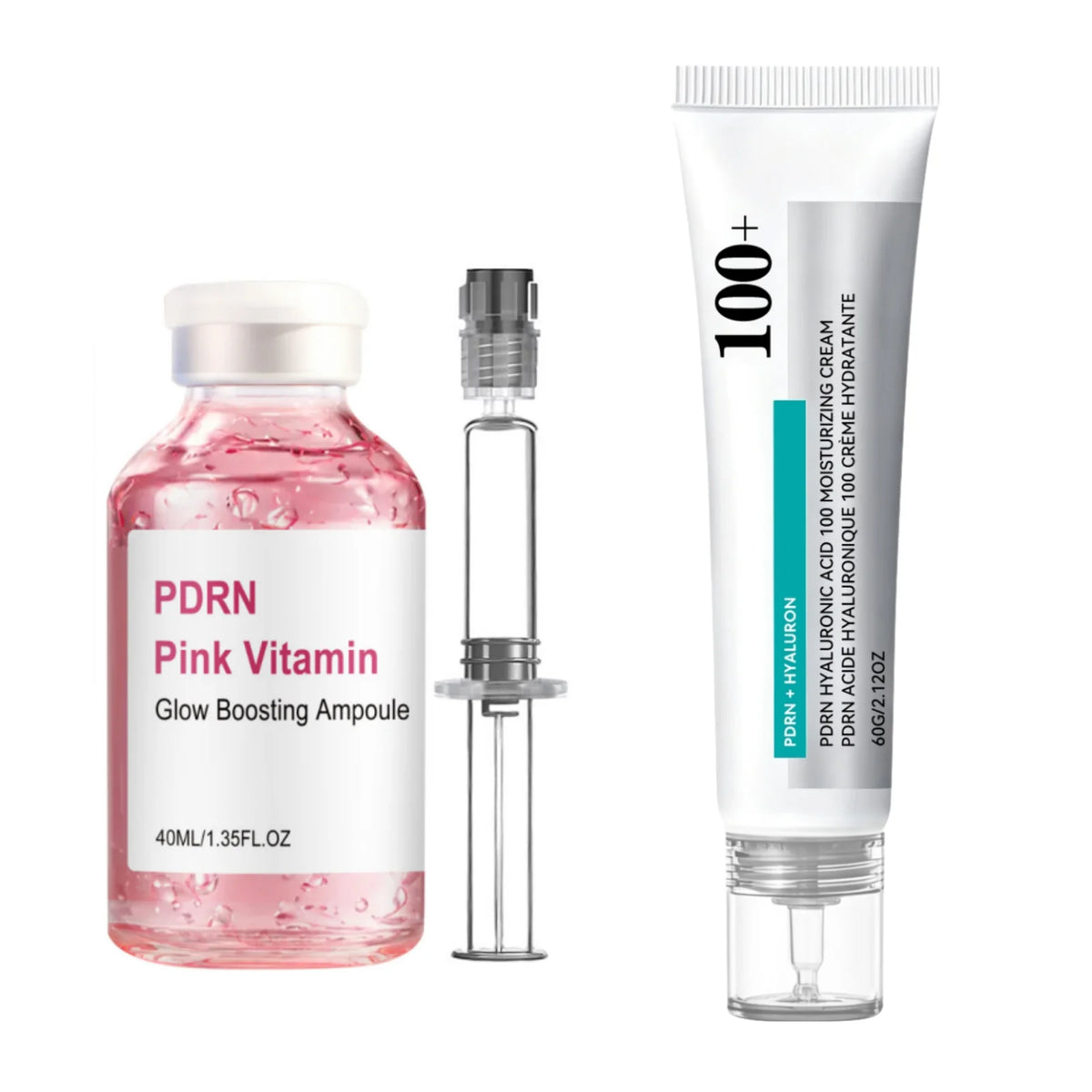 Korean Glass Skin PDRN Facial Care Set,Pink Vitamin B12 Glow Boosting&Salmon DNA Technology,Niacinamide Dark Spot Eraser,Glow&Brightening&100+ Hyaluronic Acid Deep Hydration,Skin Regeneration&Barrier Repair,Syringe Precision