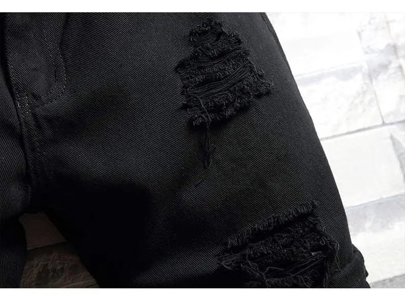 Men's Denim Shorts 2025 Summer Y2k Streetwear Ripped Casual Denim Knee Length Solid Jeans Shorts White New Classic Jeans Shorts