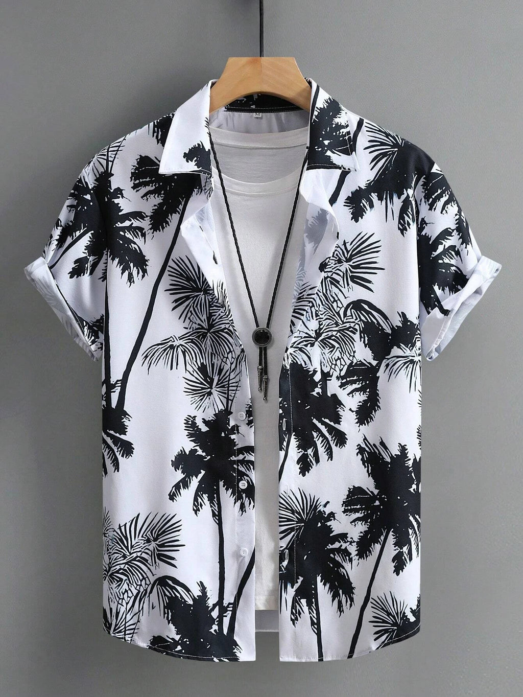 Men's Coconut Tree Graphic Print Short Sleeve Lapel Shirt Tops Men's Casual Button-Down Shirts For Summer Daily Wear And Resort