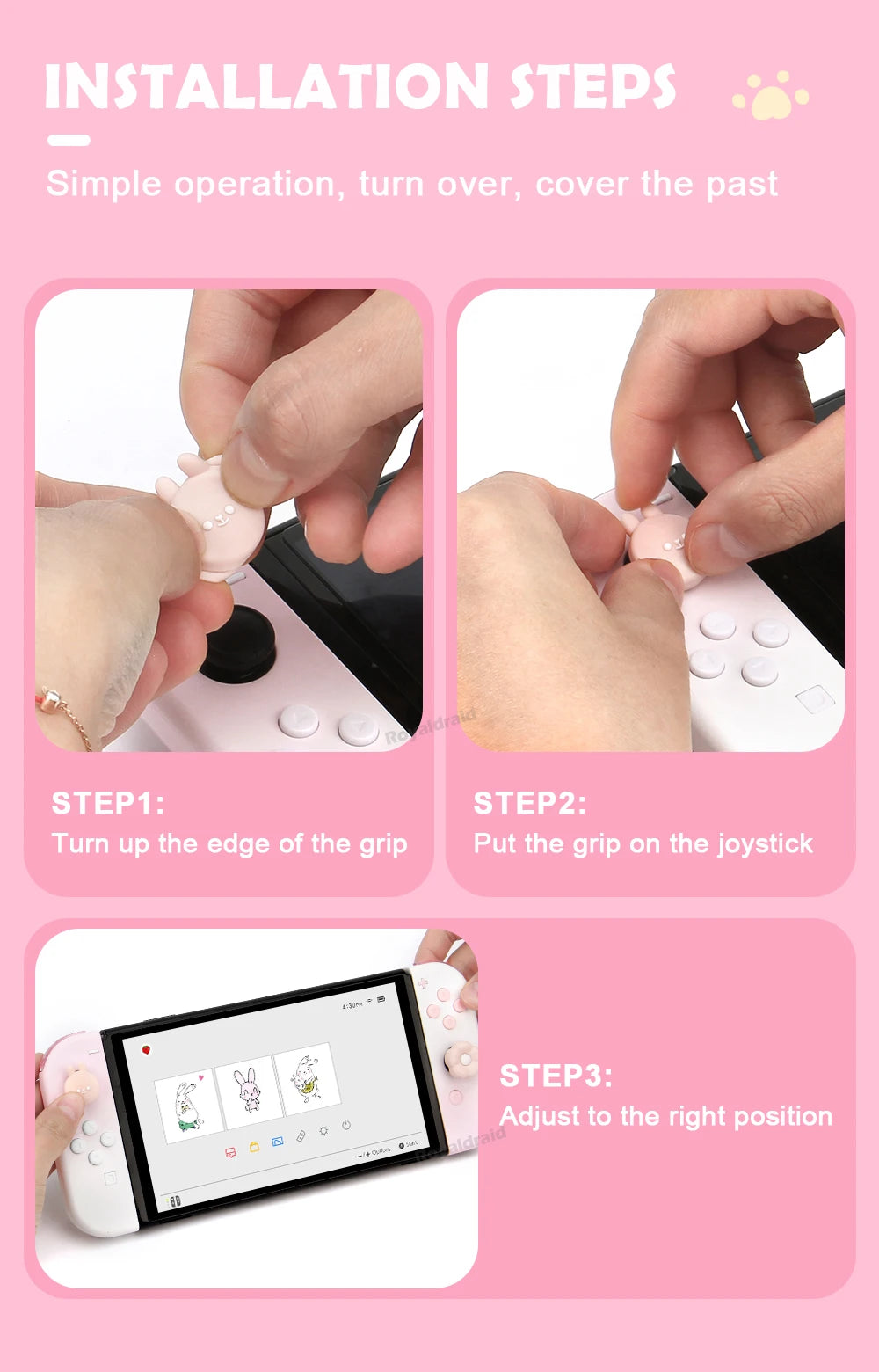 4PCS Loverly Silicone Thumb Stick Grip Cap Joystick Cover For NS Switch/OLED/Lite Joycons Controller Thumbstick Protective Case