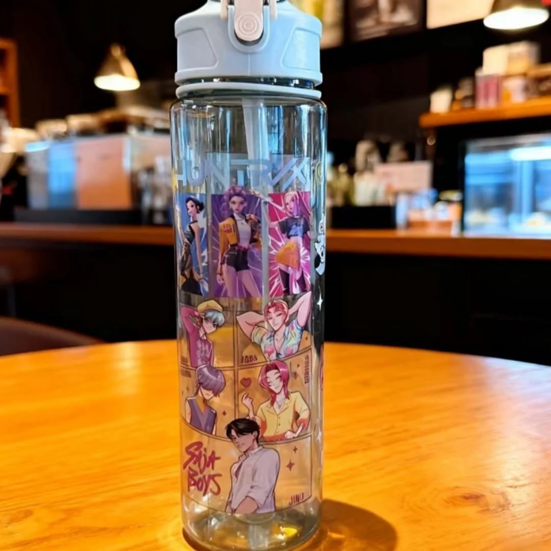 Gradient Water Bottles 750ml High-capacity Drinking Straw Cup Portable Girl Outdoor Bottles Office School