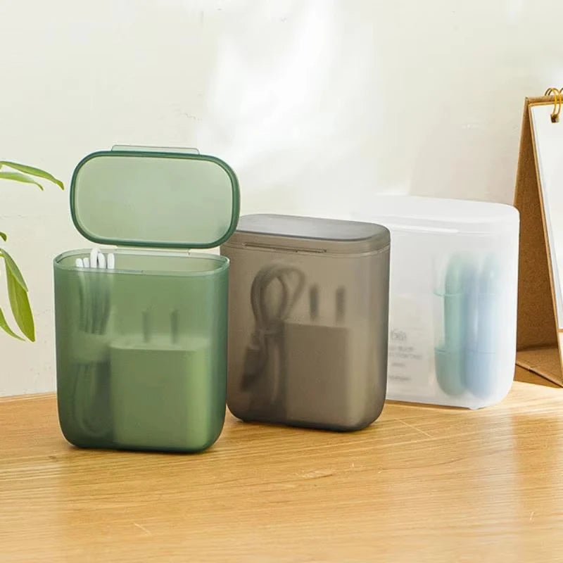 Portable Cable Storage Box Wound Headphone Cable Charger Storage Box Drawer Sorting Boxes with Cover Makeup Lipstick Holder Case