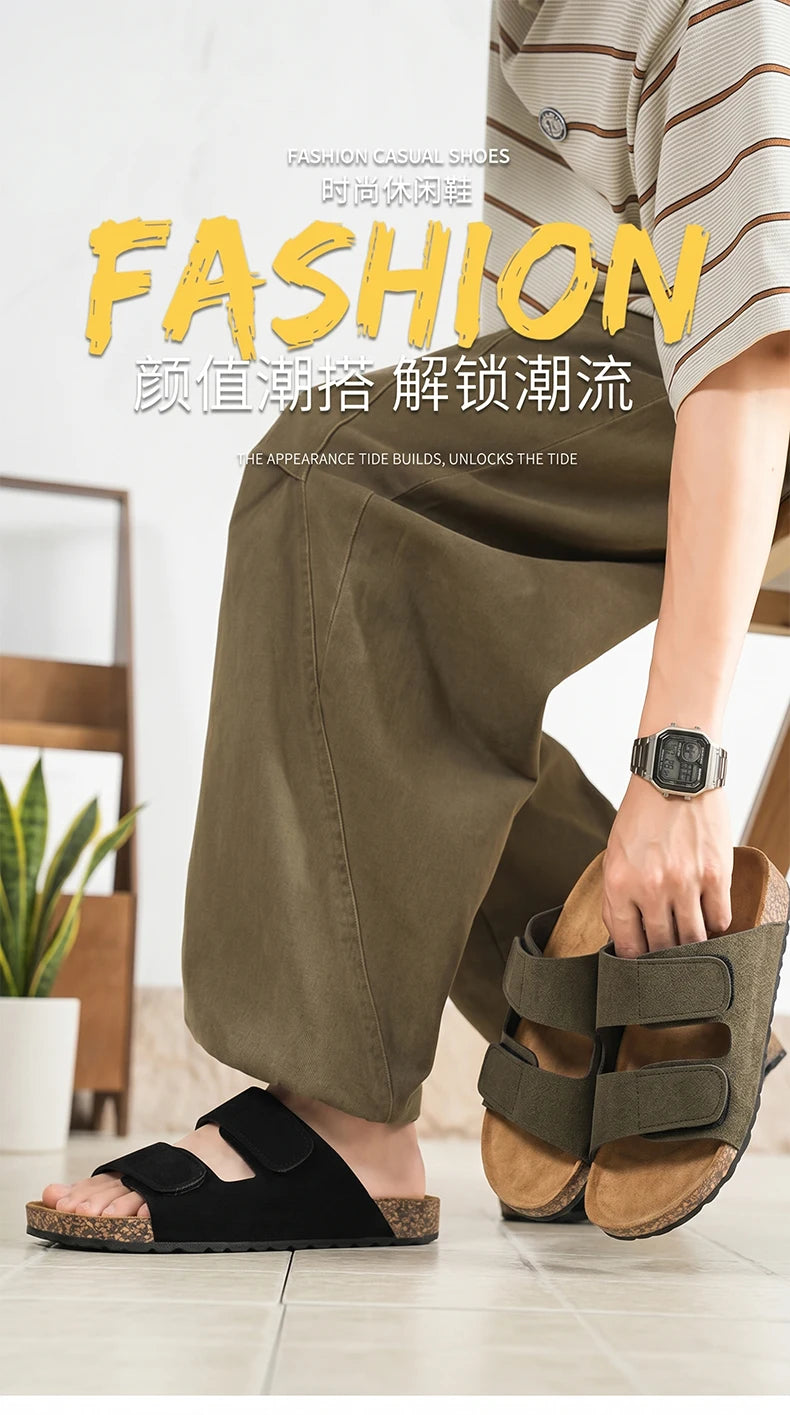 Men's one strap slip on casual slippers summer new breathable lightweight anti-slip comfort beach shoes outdoor walking slippers