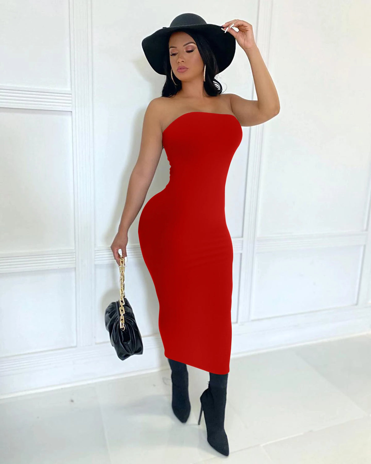 Summer Women's Sexy Sleeveless Chest Wrapped Long Beach Dress