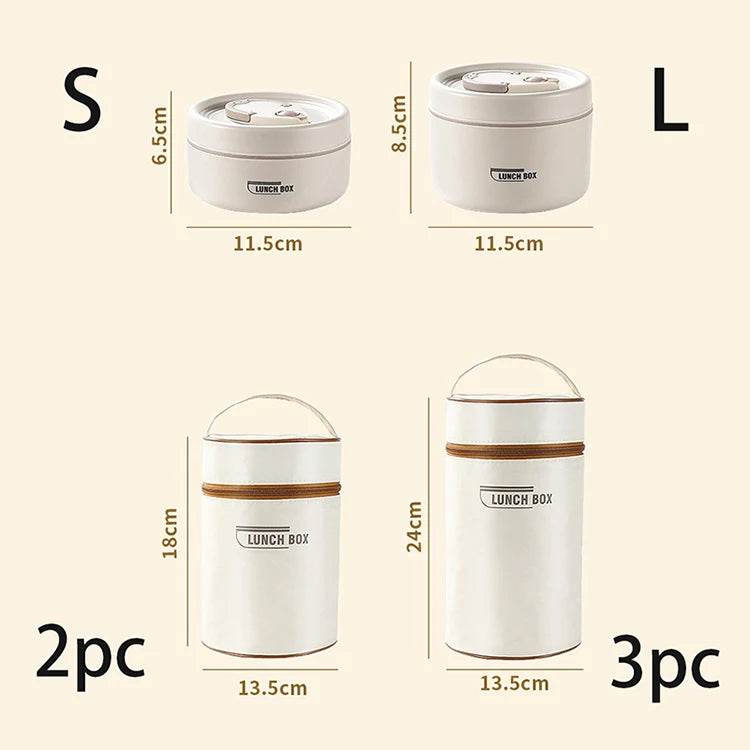 Stackable Insulated Lunch Box Set 3 Separate Microwave Bento Box Sealed Leak Proof Soup Bowl Office Food Container for Adult Kid