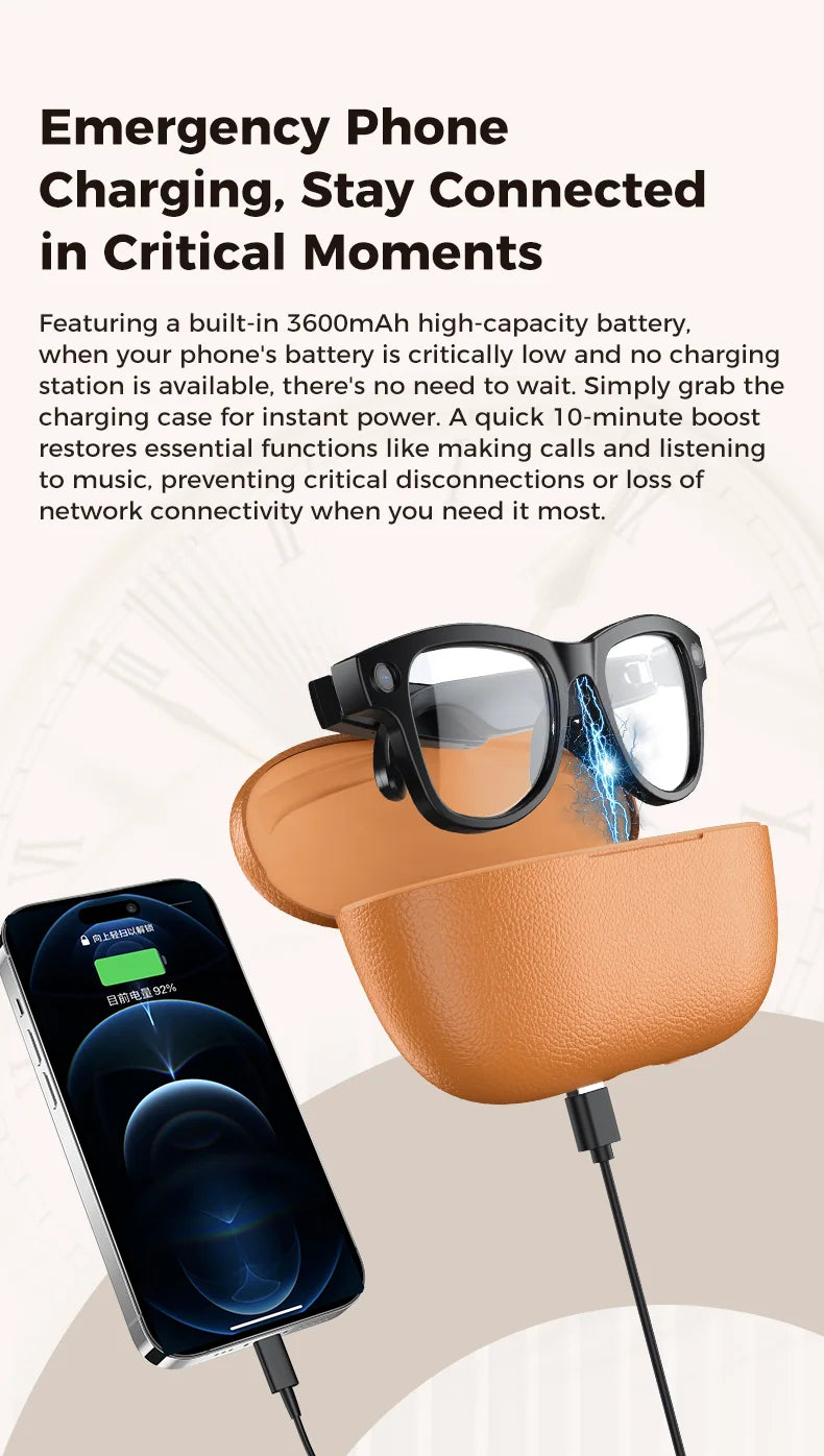 2026 AI Smart Glasses With 8MP Camera AI Voice Contorl Photo Recognition Shooting Video 150+Translation Photochromic Glasses Men