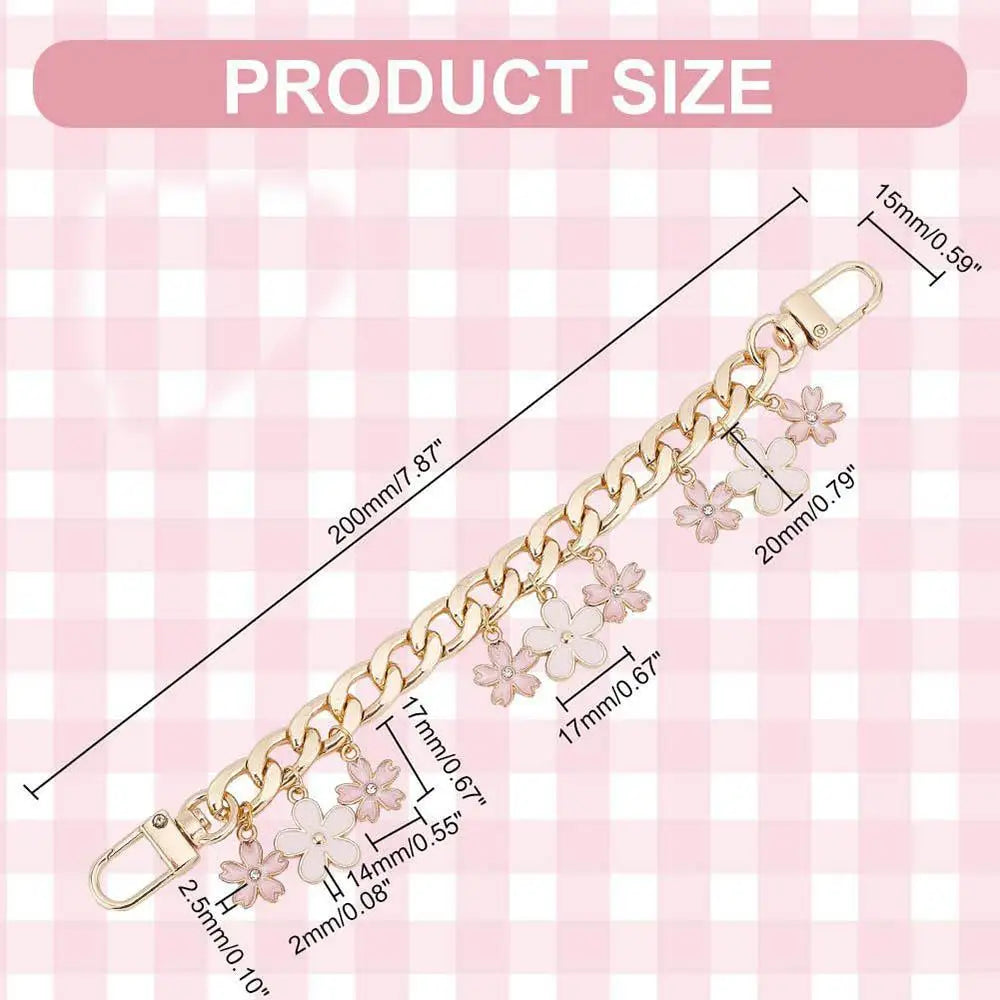 Personality Phone Charm New Chain Flower Wrist Style Anti Fall Phone Rope Bag Extension Strap Fashion Cherry Blossom Bag Pendant