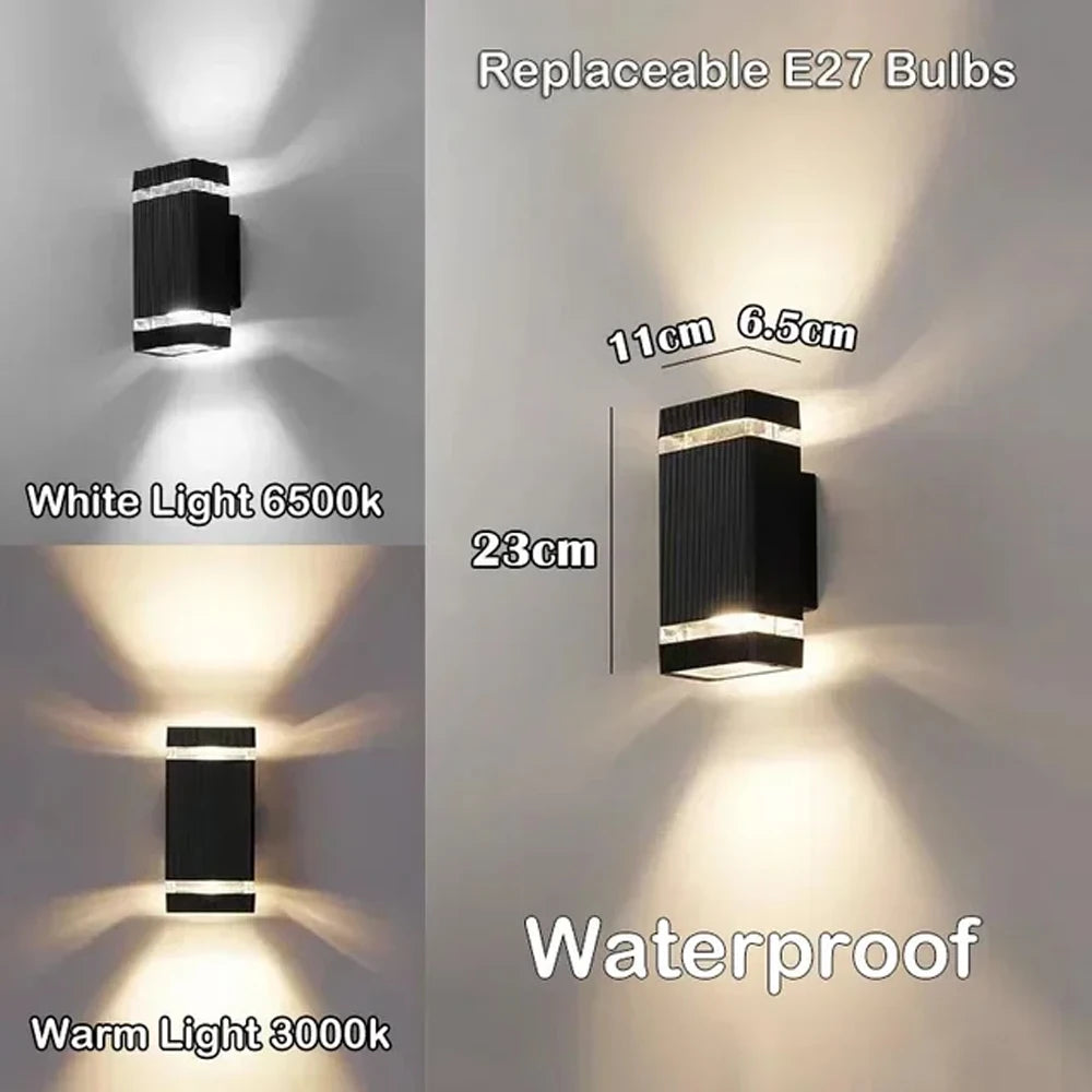 2025 NEW Wall Light Outdoor Waterproof LED E27 Bulb External Facade Decor Stairs Lights Entrance Fixture Home Decorative Wall