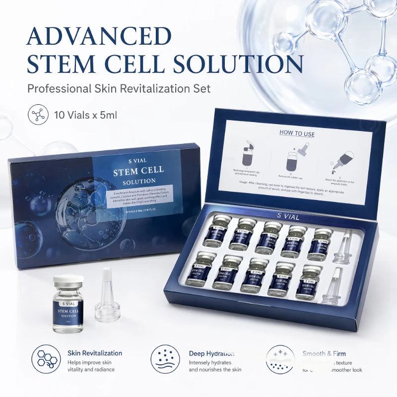 Korea Hyaluronic Acid STEM CELL SOLUTION Ampoule Skin Care Hydration Repair Skin Firming Brightening Rejuvenate Essence Kit