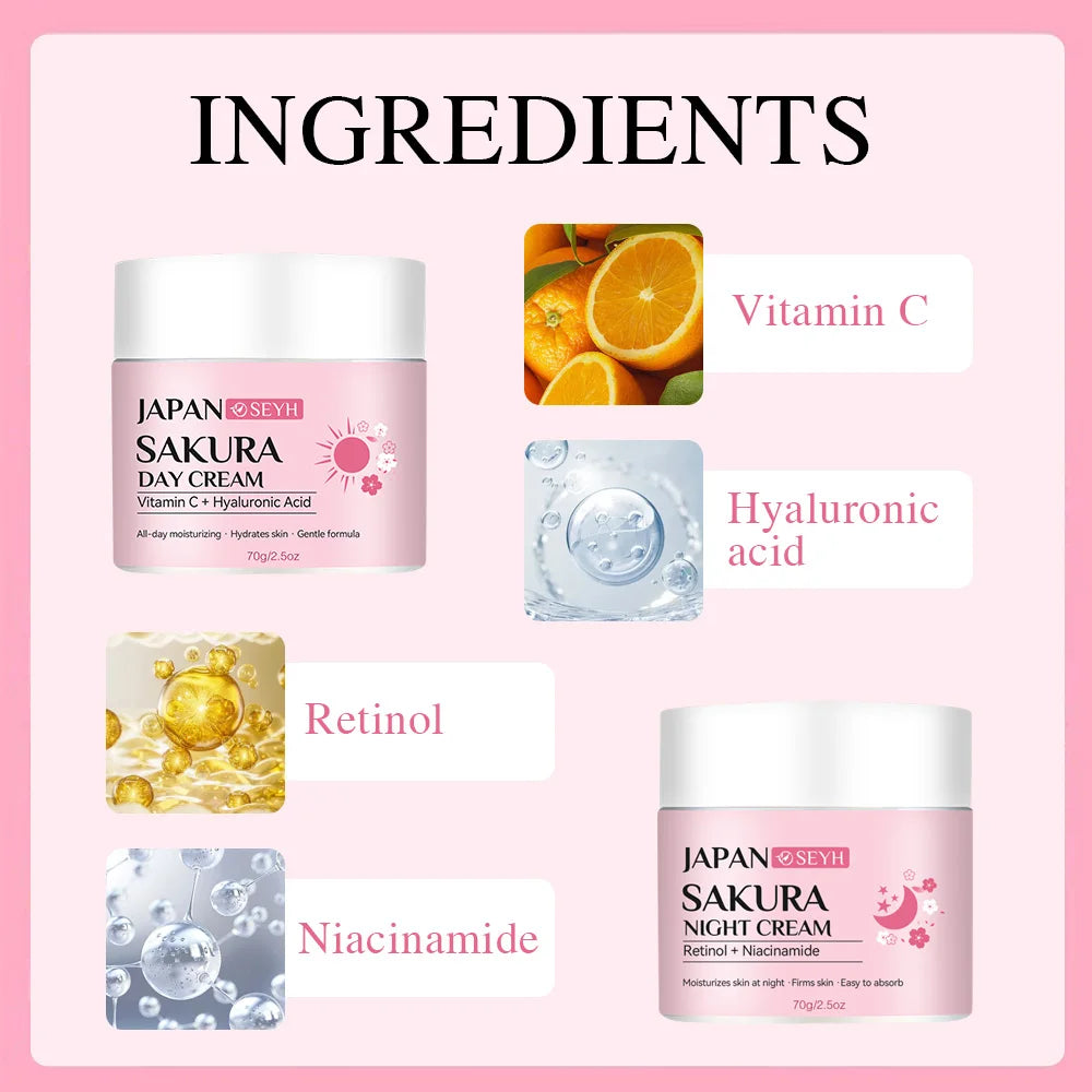 Day Night Repair Cream Rich in Retinol 20% Vitamin C 5% Niacinamide Hydrating Tightening Moisturizing Anti-Aging Skincare Set Su