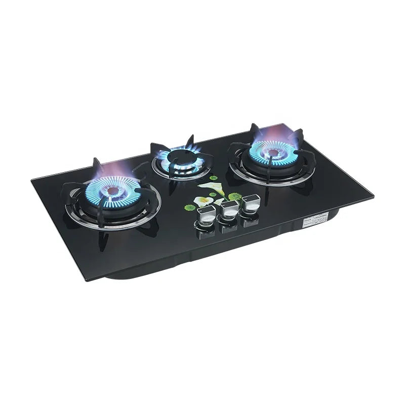 Built in Tempered Glass  Stove Gas Oven with 2 burner 13cm 2 burner Gas Cooking Stove Hob
