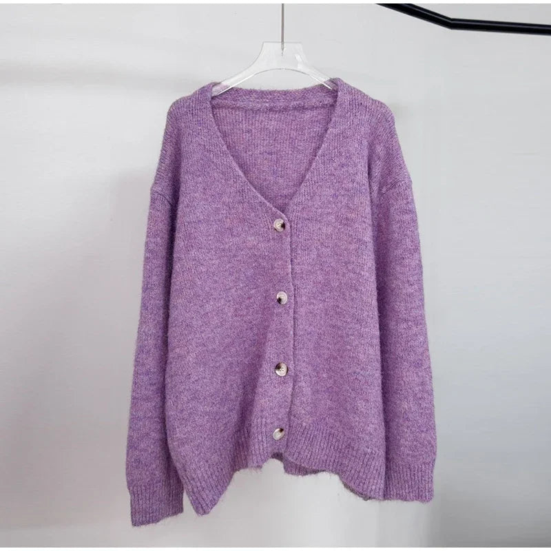 Casual Knitted Solid Cardigan Women Elegant Full Sleeve Single Breasted Sweater Female 2026 Autumn All-match Sweaters Lady