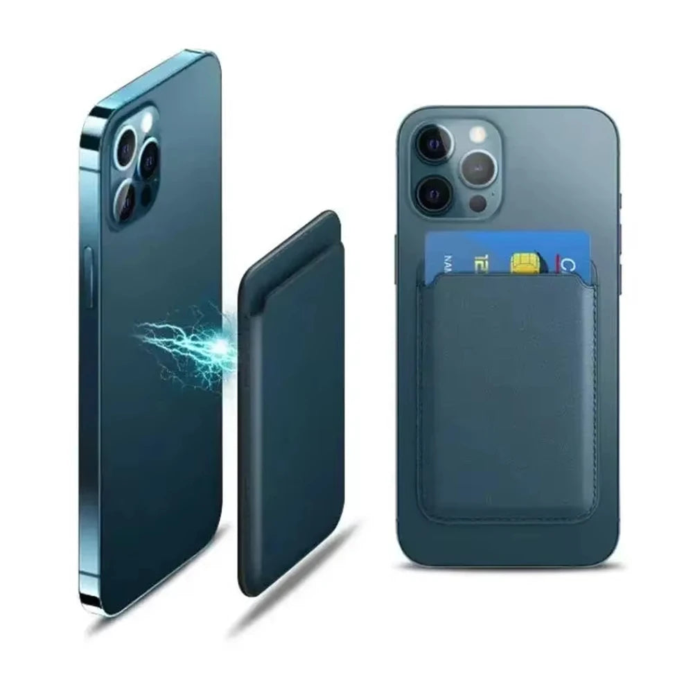 Magnetic Card Holder Leather PU Card Sleeve ID Card Holder Mobile Phone Back Sticker Bag For Magsafe iPhone 17 Card Holder Cover