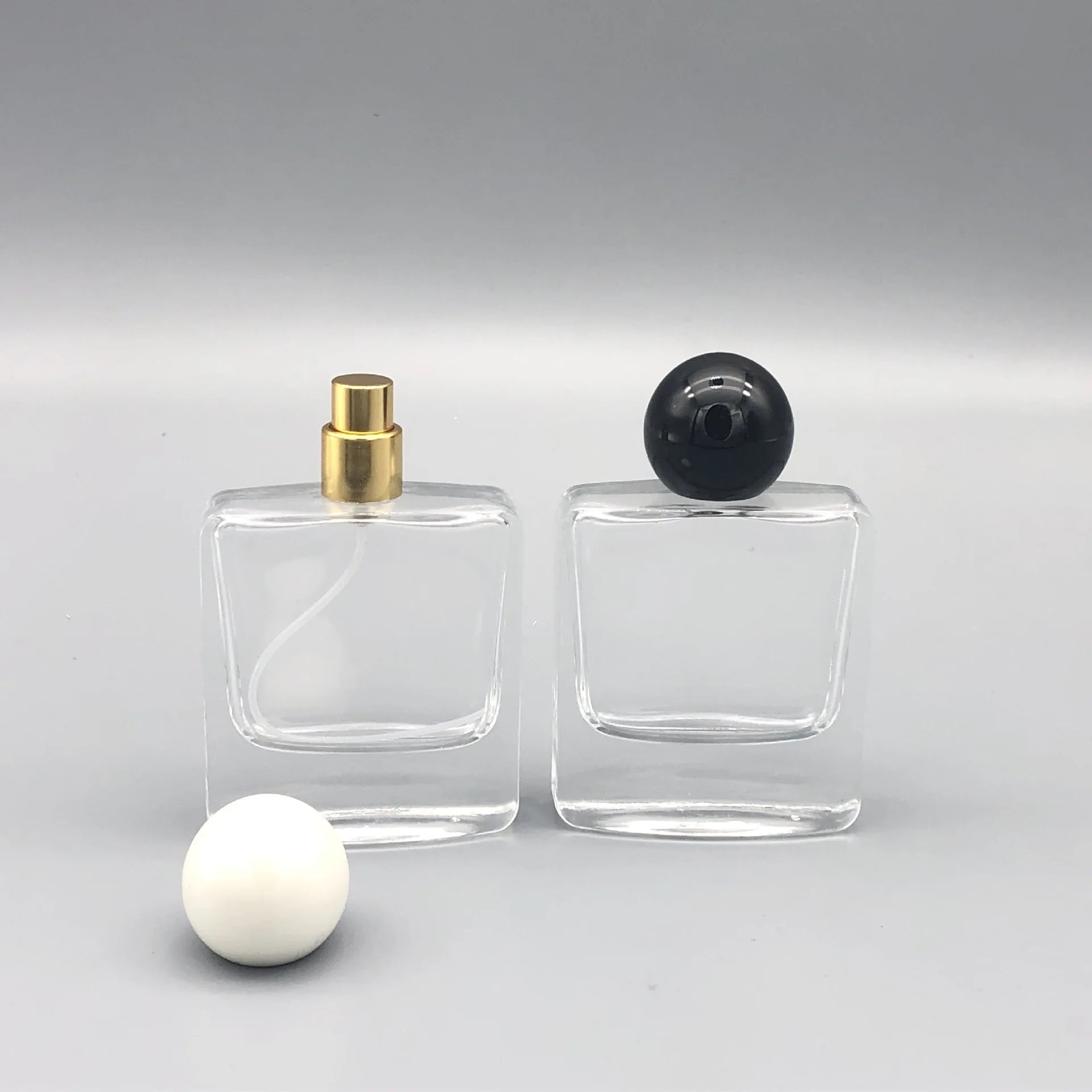 50ML Premium Perfume BottlePortable Perfume Dispenser Flat Square Bayonet Glass BottleCosmetic Spray Bottle Skin Care Tool