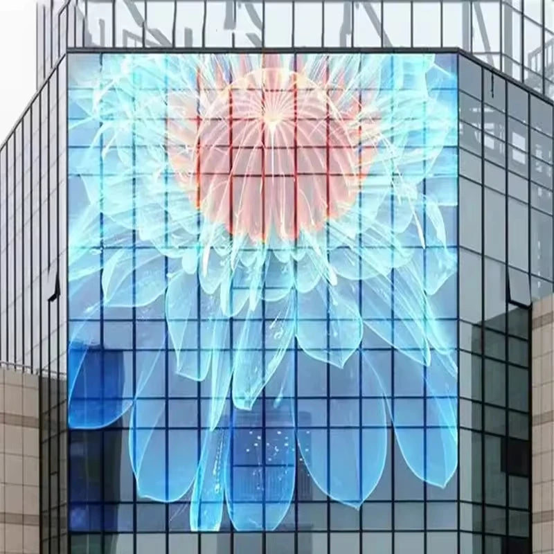 Easy installing Led flexible Transparent film Display P5 P6 P8 P10 P16 P20 Adhesive Transparent Led Screen for Window Glass Use