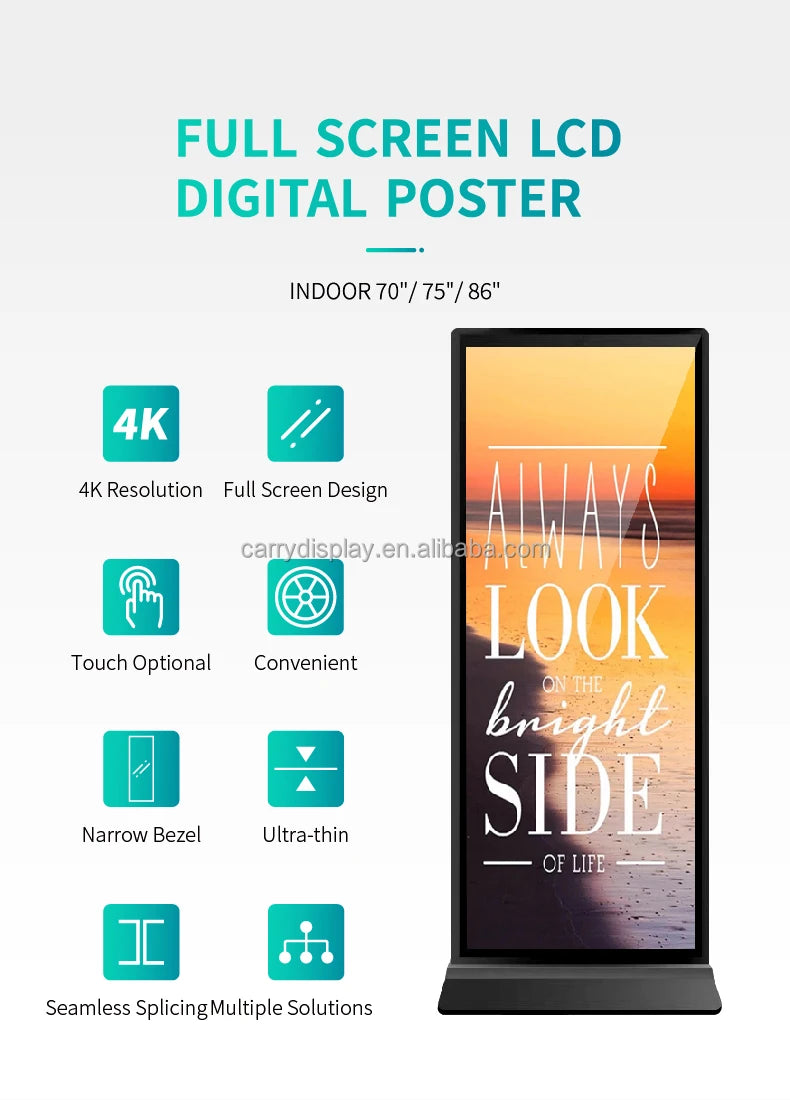 Hot Selling LCD Advertising Interactive Screen Digital Signage Kiosk Totem Floor Standing Display for Restaurant