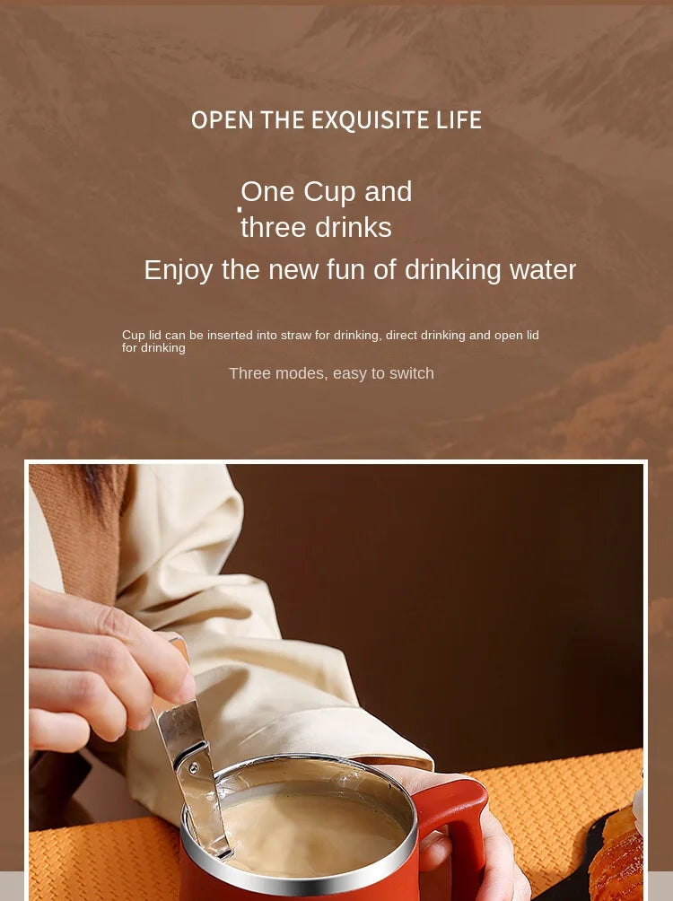 304 Stainless Steel Mug with Lid and Spoon Office Water Cup  High Aesthetic Coffee Cup, Breakfast Cup Water Bottles